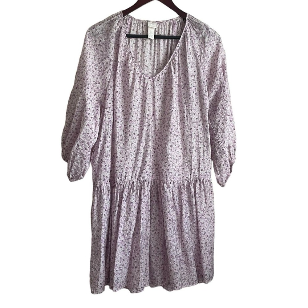 H&M Women Cottagecore Floral Tiered Dress S Purple Prairie Hippie Boho Peasant